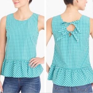 J. Crew Printed bow-back peplum tank top Sz Small